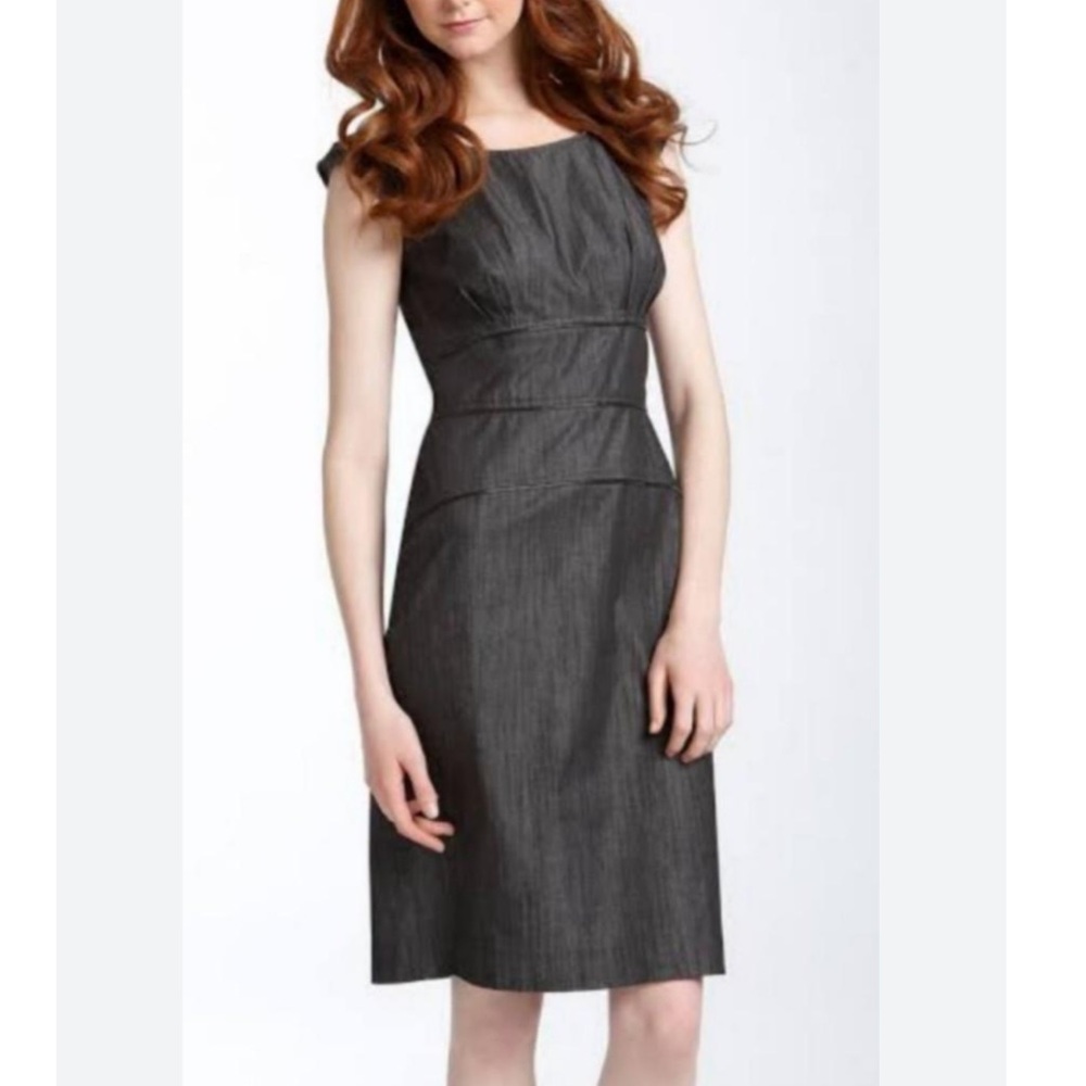 Calvin Klein Black Wash Denim Zipper Trim Sheath Dress